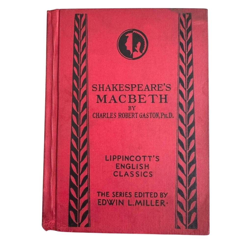 Vintage 1921 Shakespeares Macbeth Lippincott English Classics Hardcover Red Book